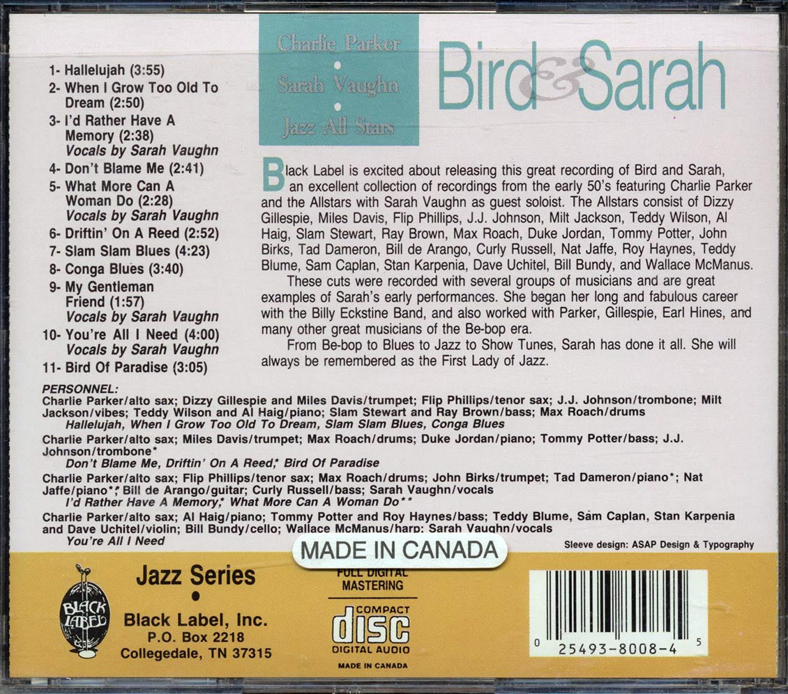 Charlie Parker, Sarah Vaughn - Jazz All Stars