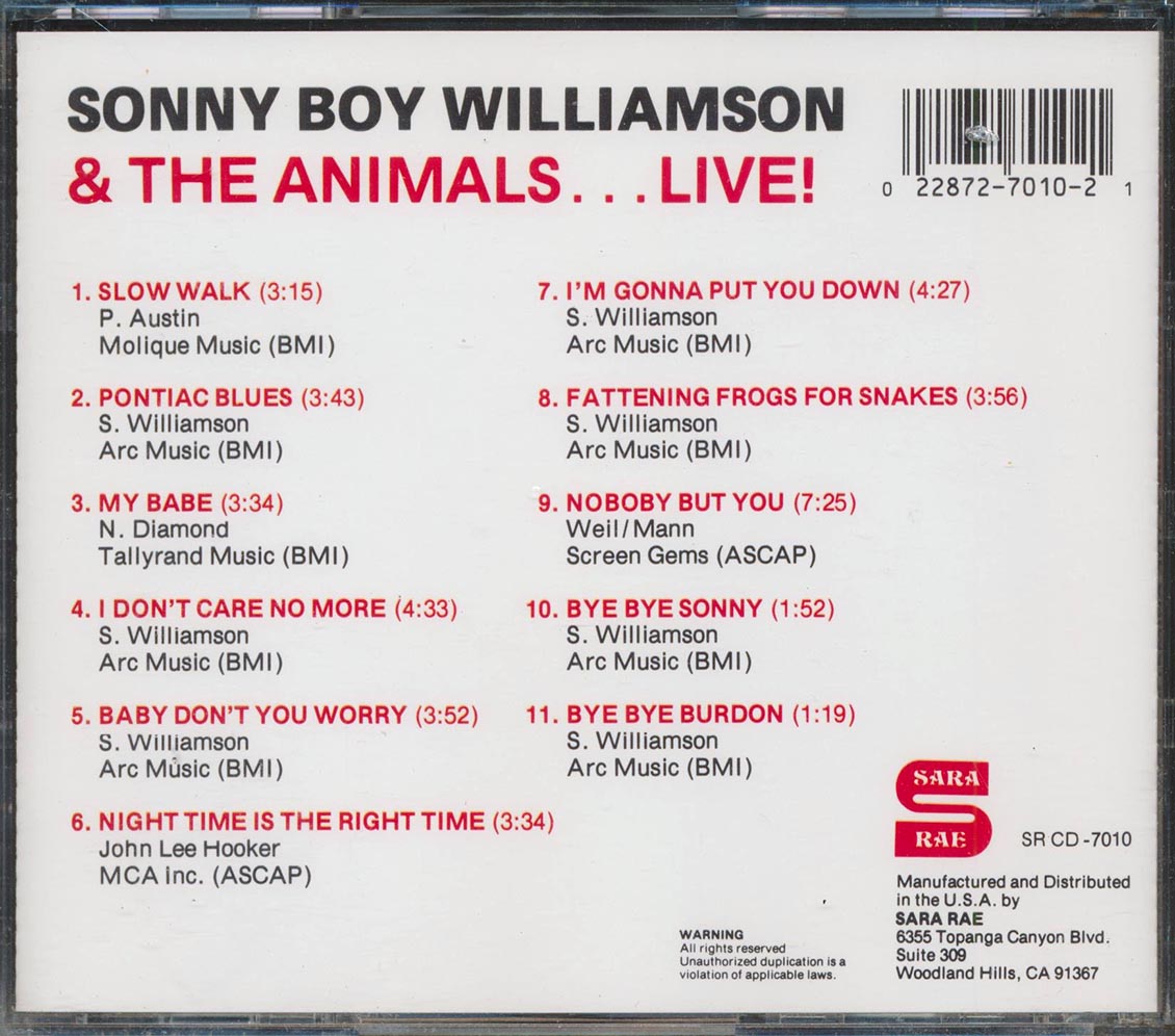 Sonny Boy Williamson, The Animals - Sonny Boy Williamson & The Animals... Live!