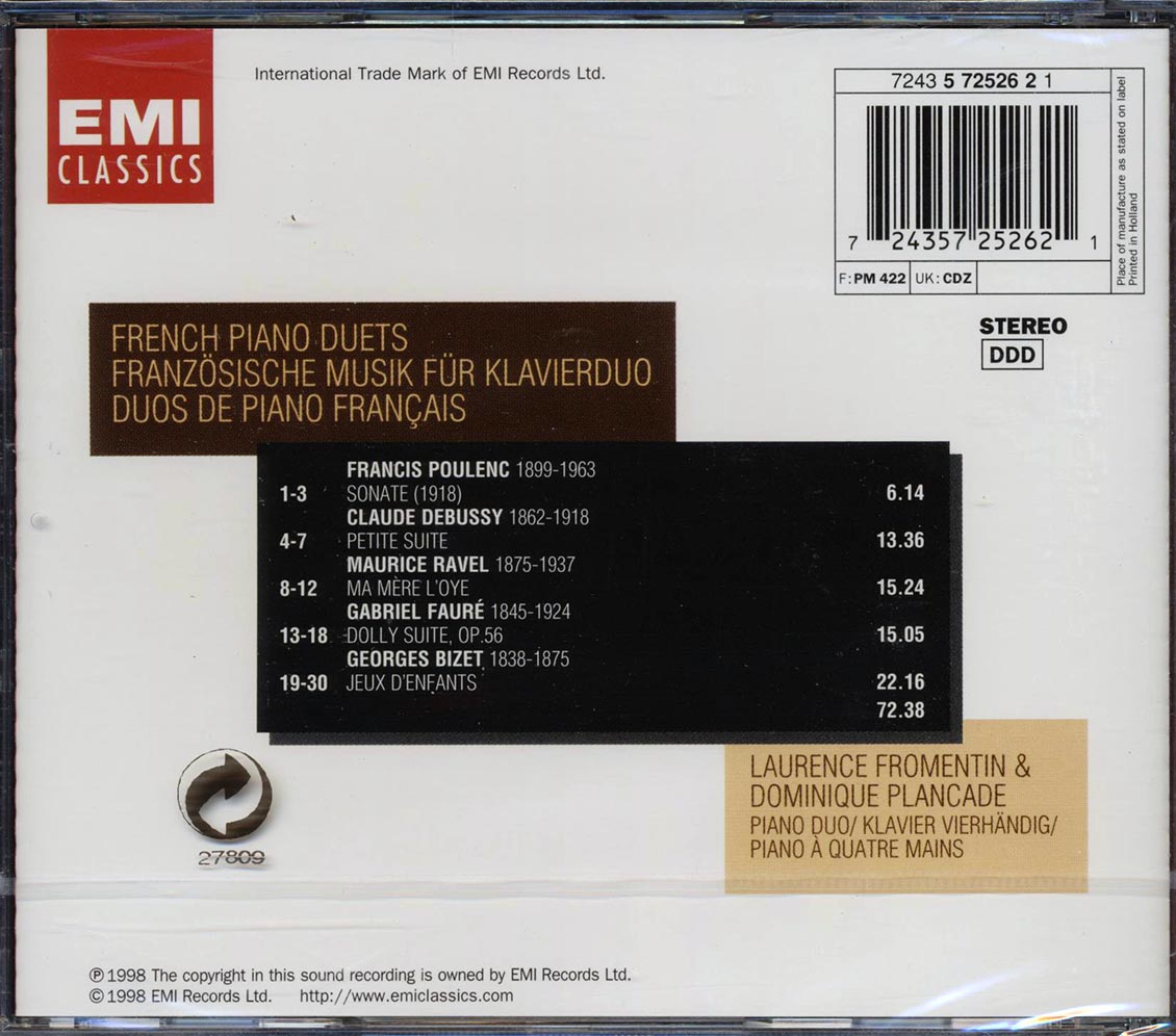 Laurence Fromentin, Dominique Plancade, Poulenc, Etc. - French Piano Duets