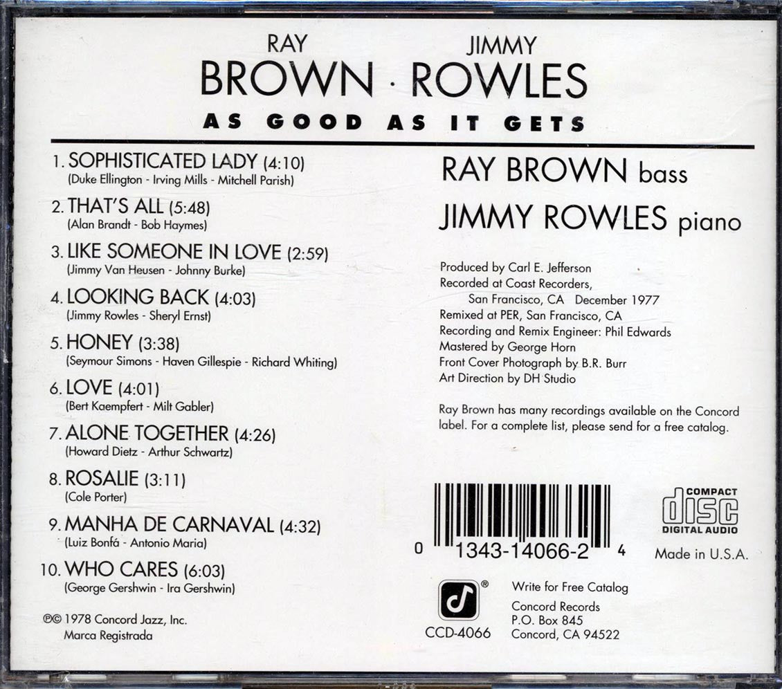 Ray Brown, Jimmy Rowles - As Good As It Gets