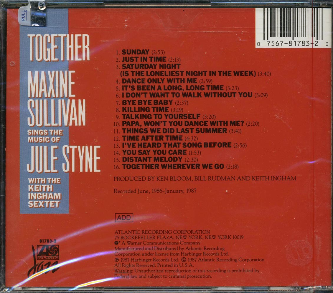Maxine Sullivan, The Keith Ingham Sextet - Together: Maxine Sullivan Sings The Music Of Jule Styne