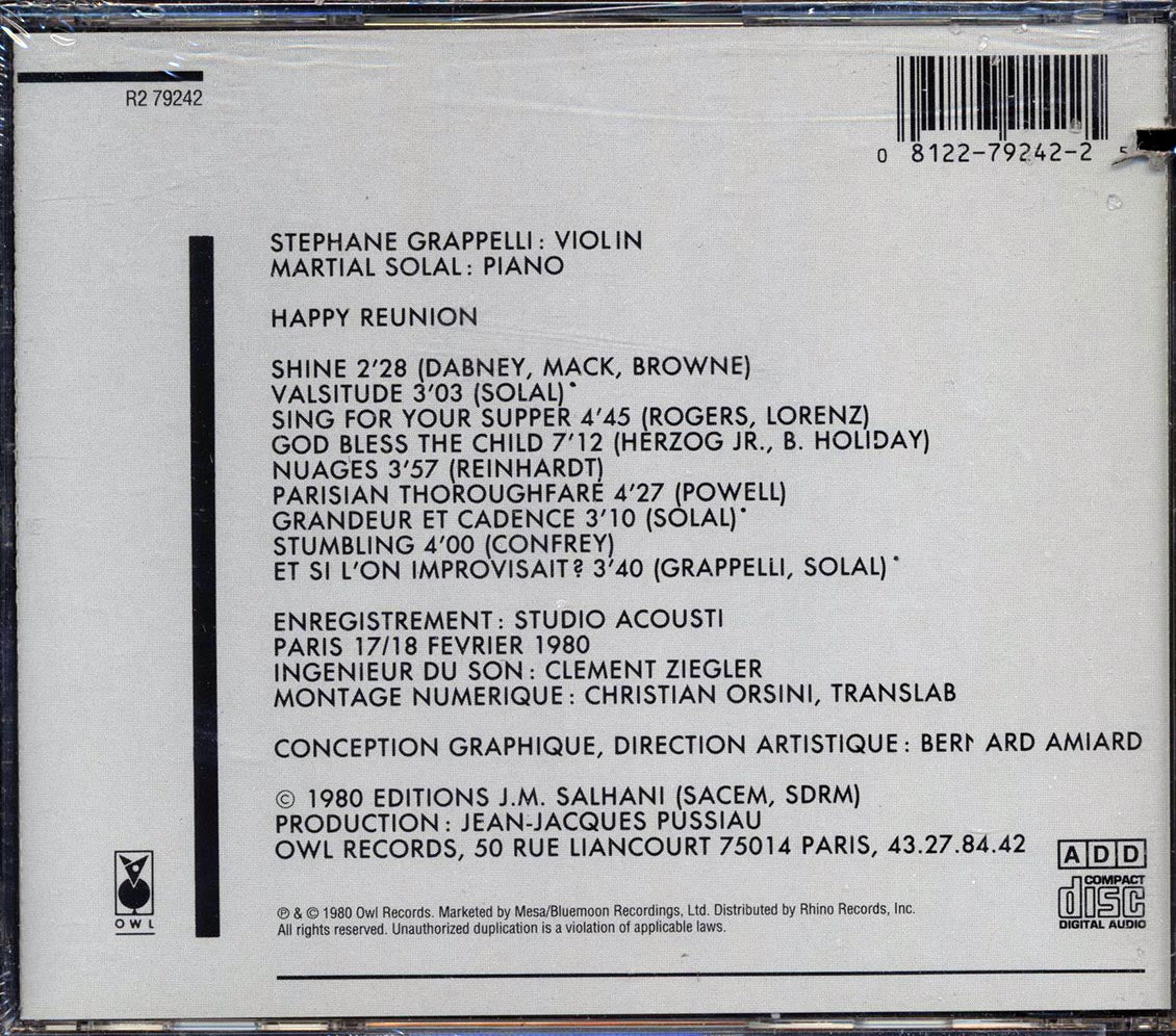 Stephane Grappelli, Martial Solal - Happy Reunion (marked/ltd stock)