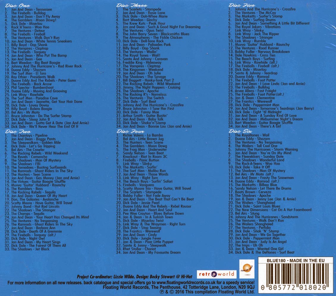 The Fireballs, The Ventures, The Gamblers, Dick Dale, Jan & Dean, Etc. - Big Box Of Surfin' USA (203 tracks) (6xCD) (box set)