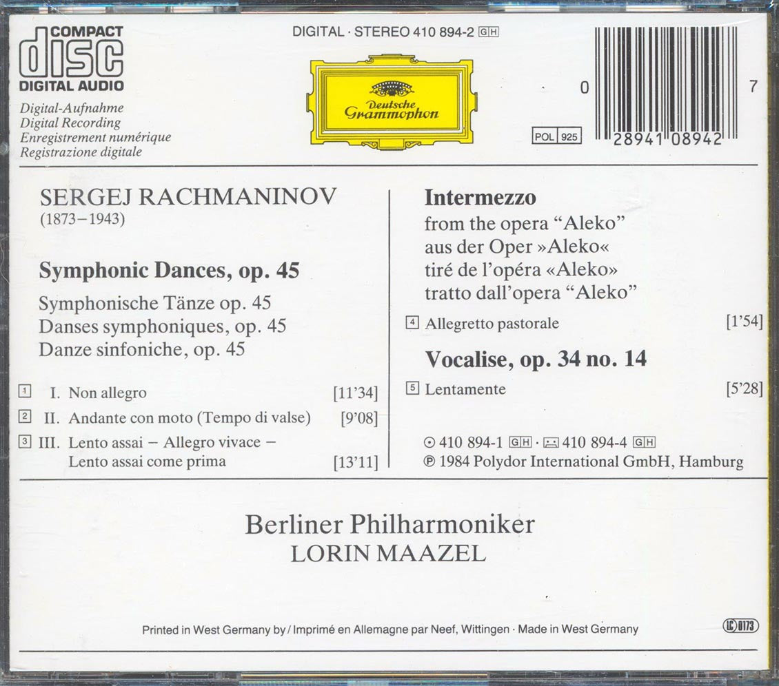 Rachmaninov, Berliner Philharmoniker, Lorin Maazel, Etc. - Symphonic Dances