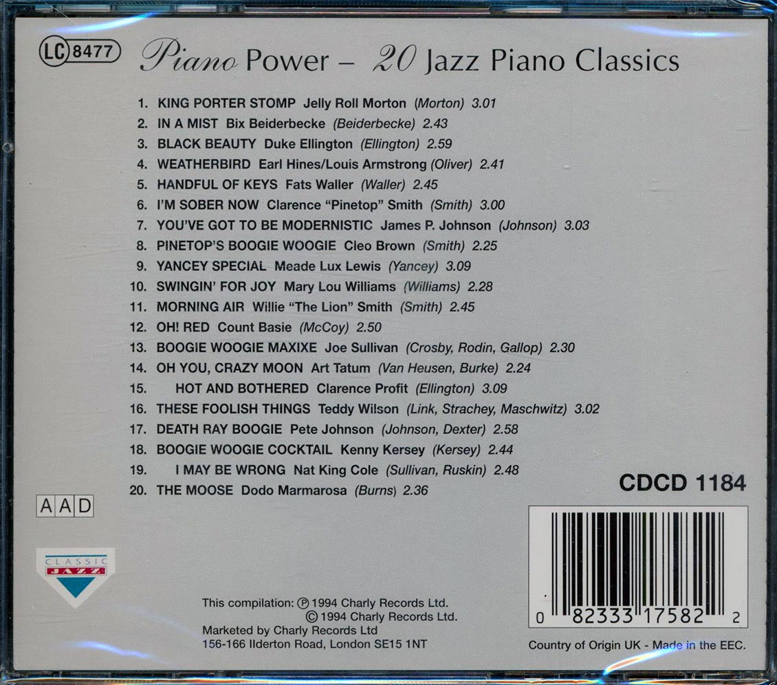 Jelly Roll Morton, Bix Beiderbecke, Duke Ellington, Etc. - Piano Power: 20 Jazz Piano Classics