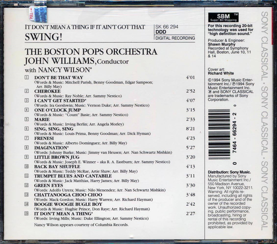 John Williams, The Boston Pops Orchestra, Nancy Willson, Etc. - It Dont Mean A Thing If It Aint Got That Swing