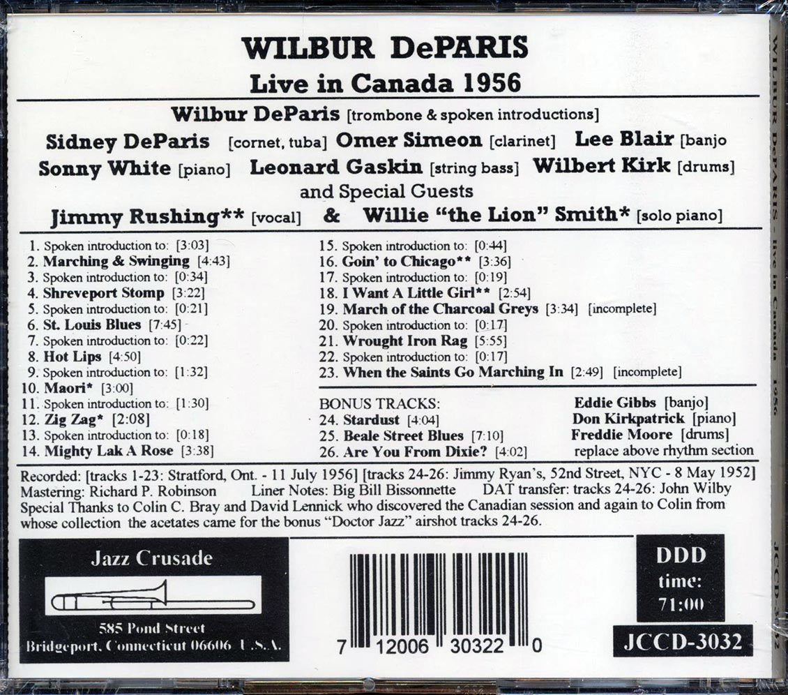 Wilbur DeParis - Live In Canada 1956