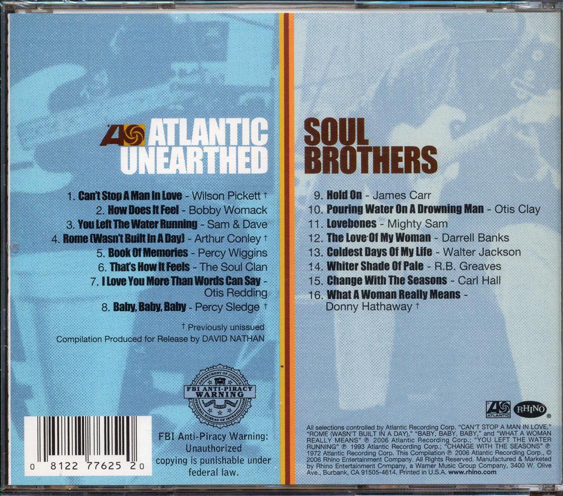 Wilson Pickett, Bobby Womack, Sam & Dave, Etc. - Atlantic Unearthed: Soul Brothers