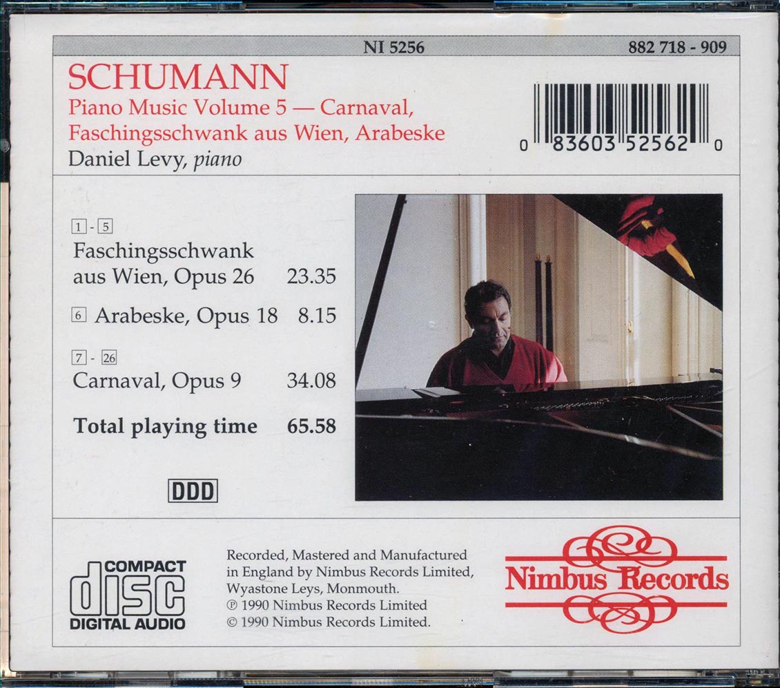 Schumann & Daniel Levy - Piano Works Volume 5: Carnaval Op. 9 Faschingsschwank Aus Wien Op. 26 Arabeske Op/18