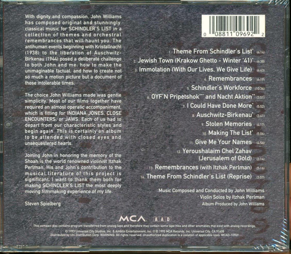 John Williams - Schindlers List Original Motion Picture Soundtrack
