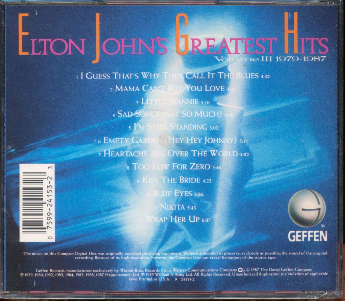 Elton John - Elton John's Greatest Hits Volume 3 1979 To 1987
