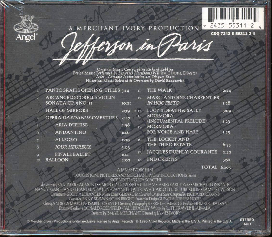 Richard Robbins, William Christie - A Merchant Ivory Production: Jefferson In Paris
