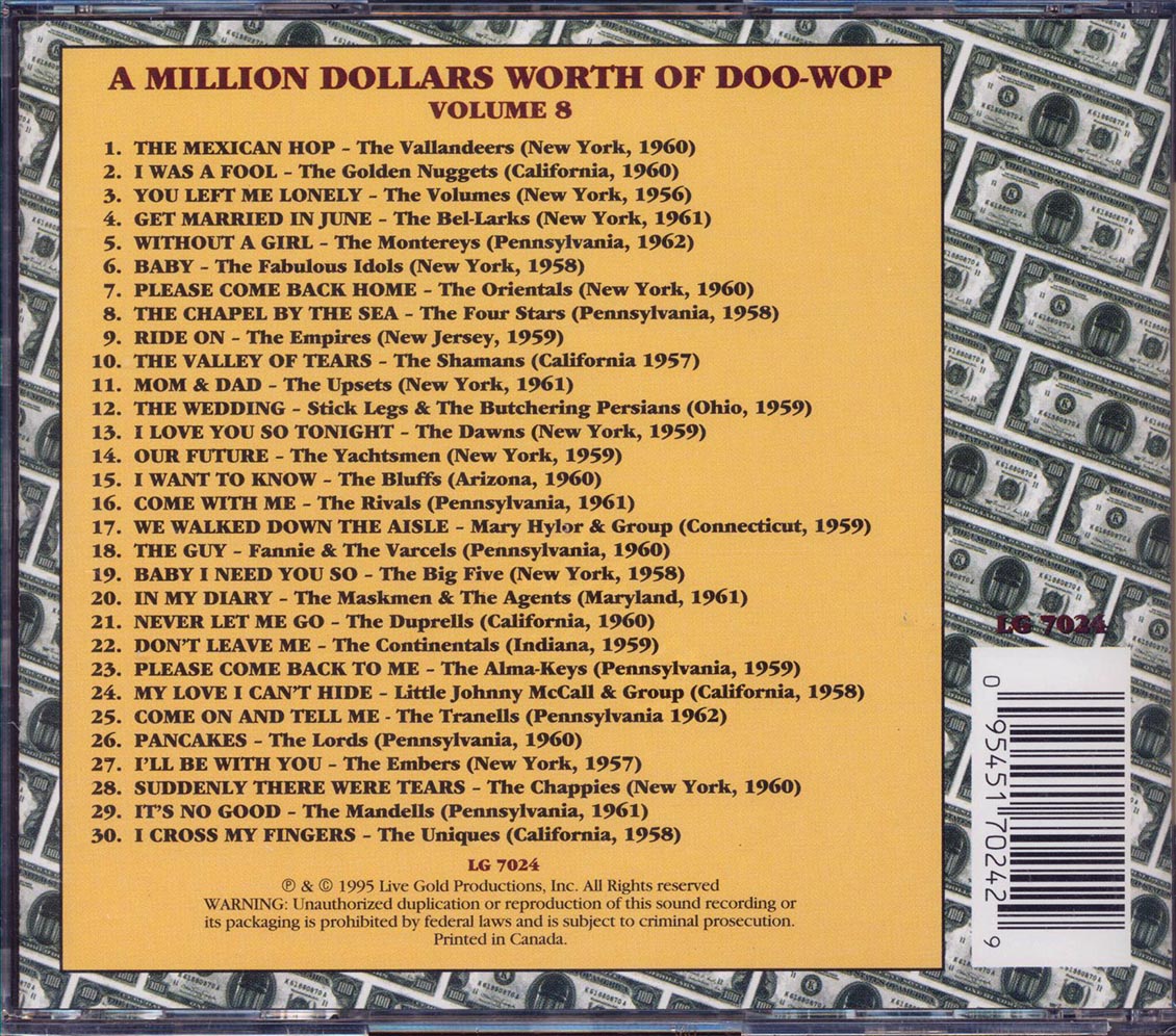 The Vallandeers, The Golden Nuggets, Mary Hylor, Etc. - A Million Dollars Worth Of Doo Wop Volume 8