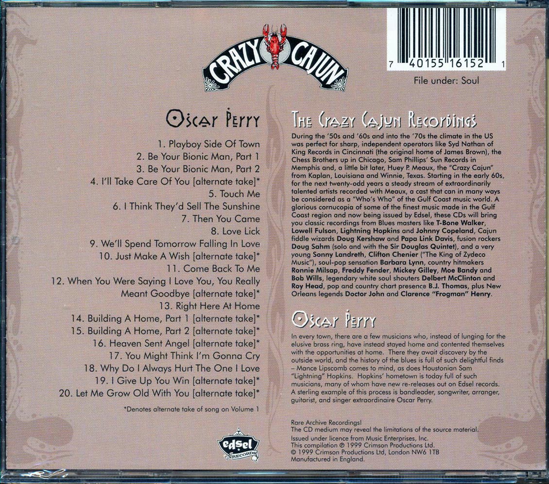 Oscar Perry - Playboy Side Of Town: The Best Of Oscar Perry Volume 2 The Crazy Cajun Recordings