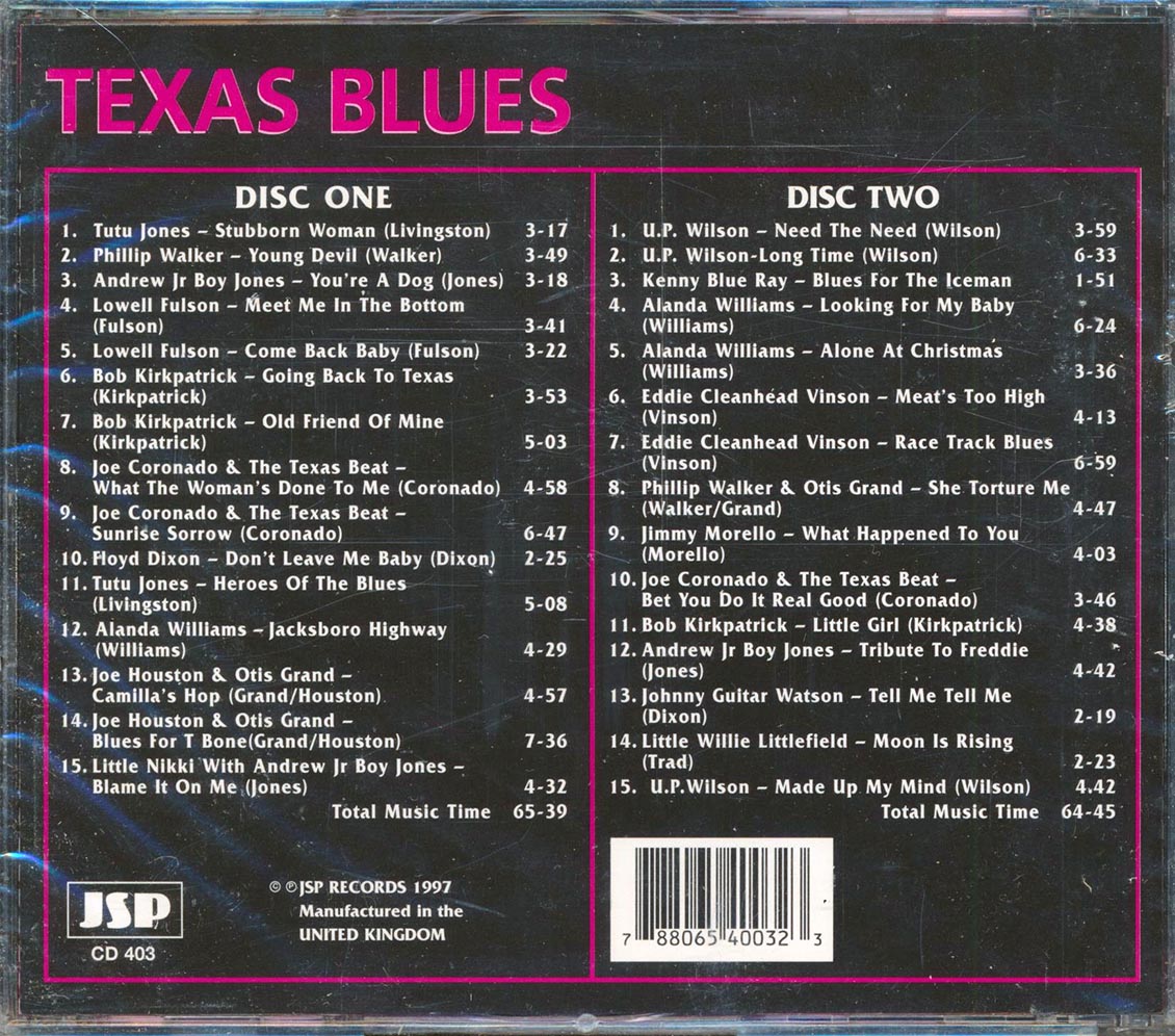 Tutu Jones, Phillip Walker, Andrew Jr. Boy Jones, Etc. - Texas Blues (2xCD)