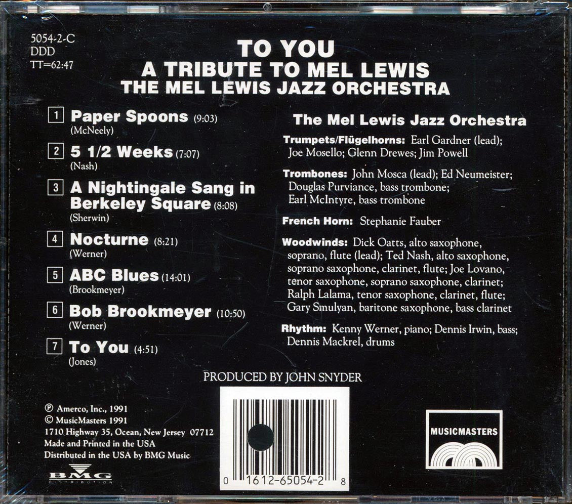 The Mel Lewis Jazz Orchestra - To You: A Tribute To Mel Lewis (marked/ltd stock)