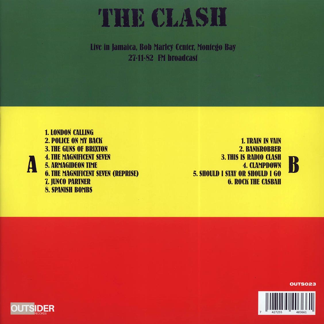 The Clash - Jamaica Calling: Live In Jamaica, Bob Marley Center, Montego Bay 27-11-82 (yellow vinyl)