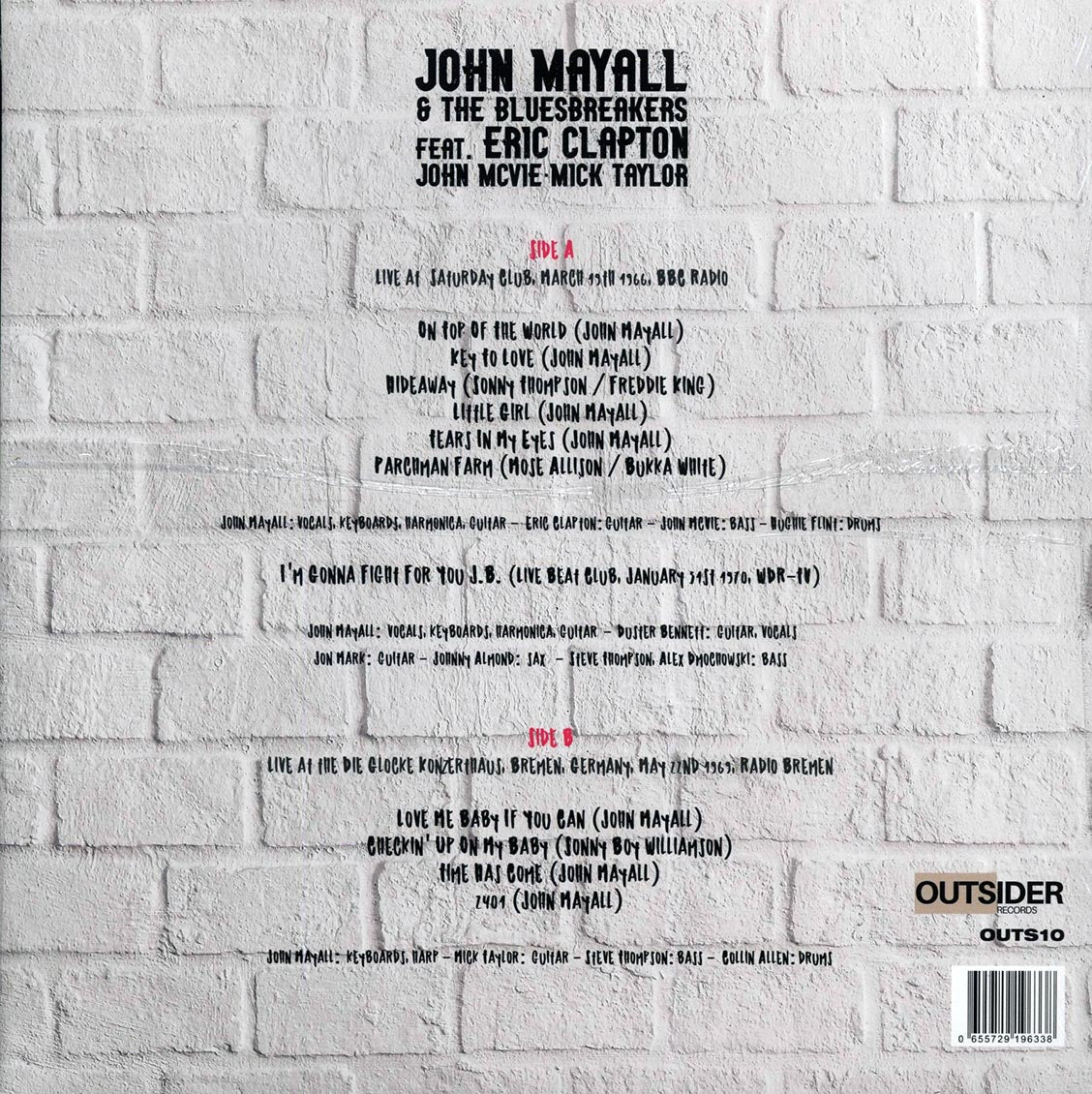 John Mayall & The Bluesbreakers, Eric Clapton, John Mcvie, Mick Taylor - Live At The BBC Radio Bremen 1966 & 1969 (clear vinyl)