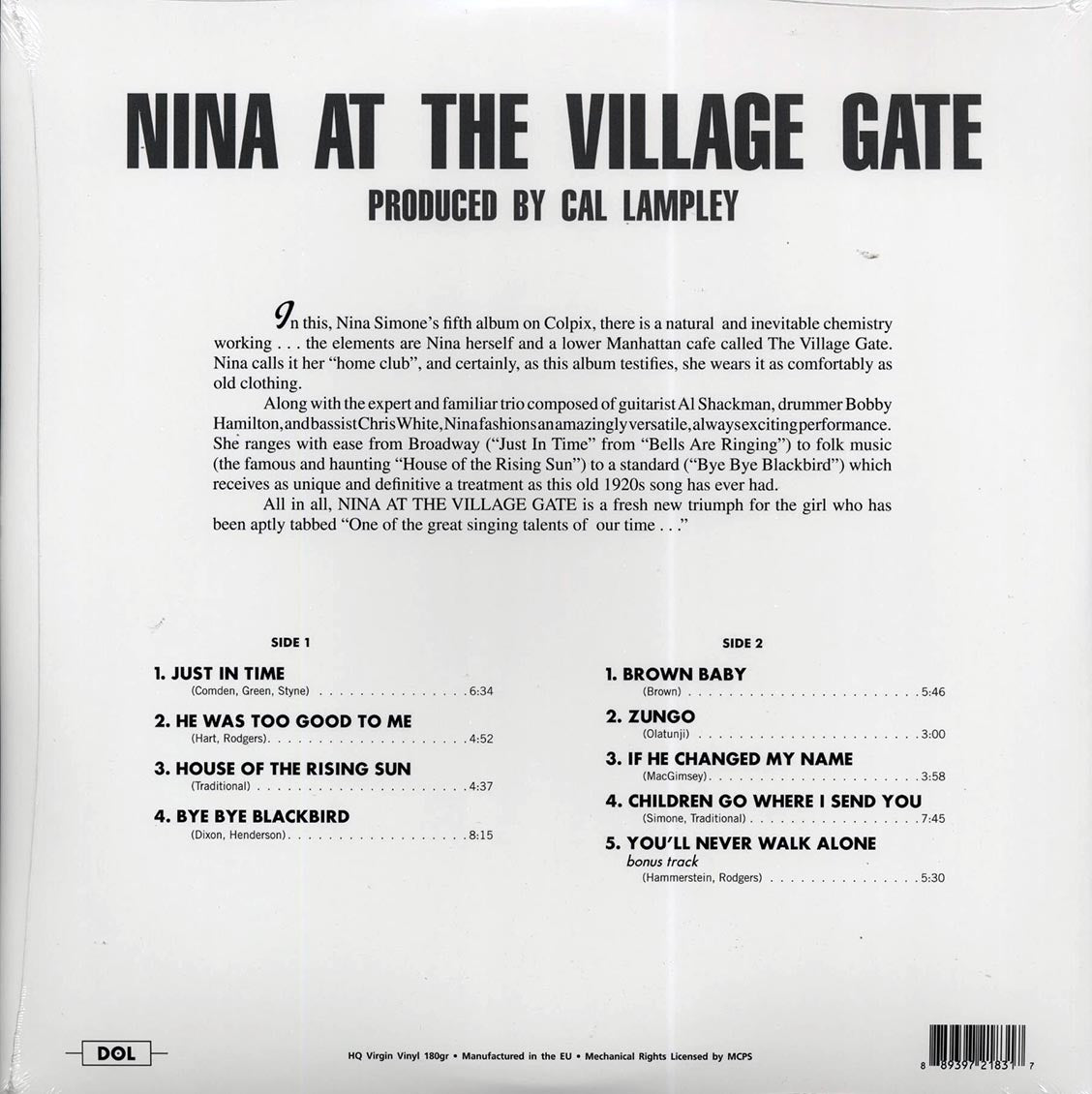 Nina Simone - At The Village Gate (180g)
