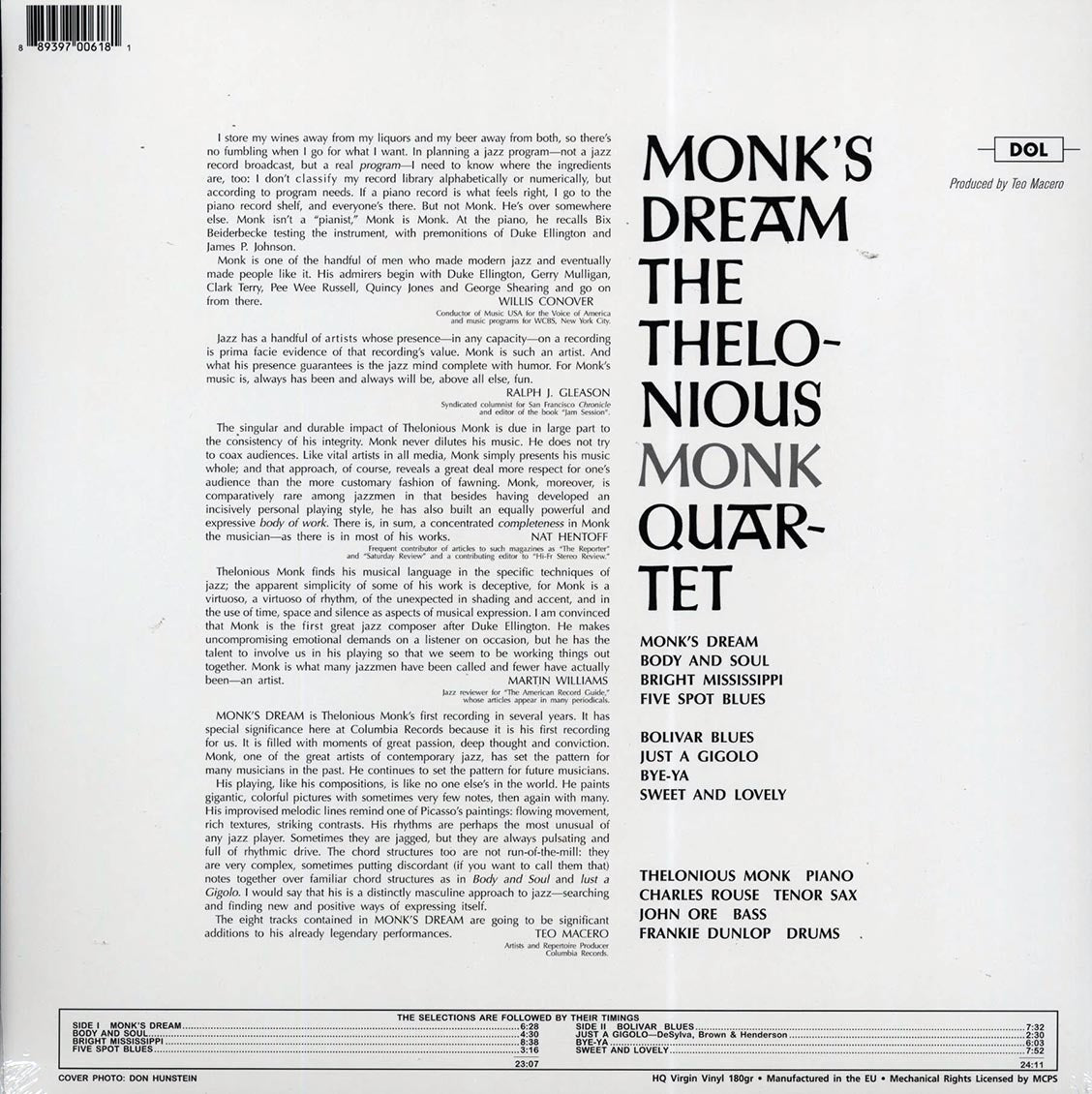 The Thelonious Monk Quartet - Monk's Dream (180g) (blue vinyl)