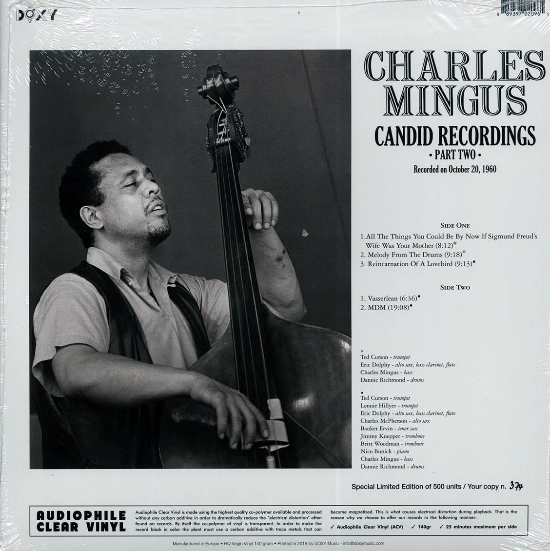 Charles Mingus - Candid Recordings Part 2 (ltd. 500 copies made) (clear vinyl)
