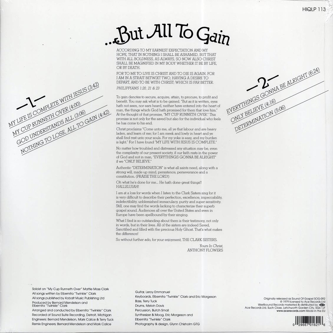 The Clark Sisters - He Gave Me Nothing To Lose But All To Gain