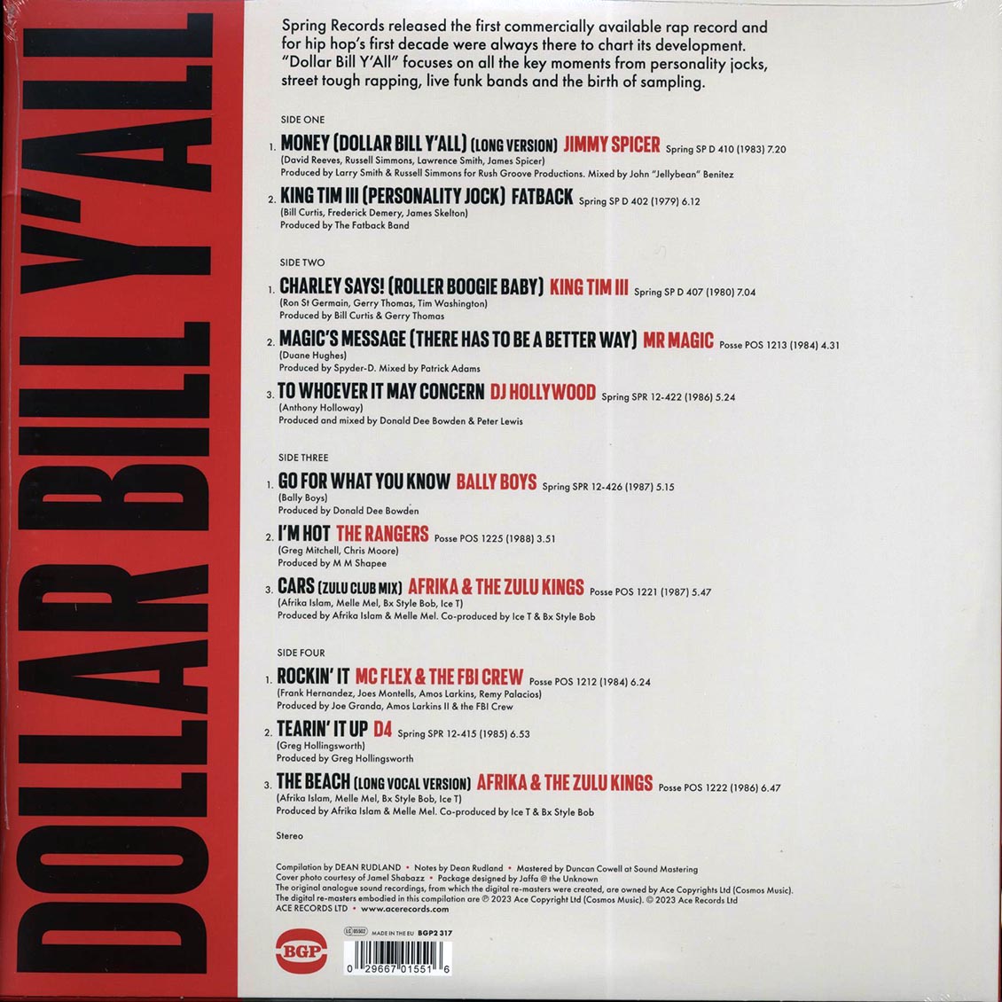 Jimmy Spicer, DJ Hollywood, Bally Boys, Afrika & The Zulu Kings, Etc. - Dollar Bill Y'all: Spring Records And The First Decade Of Hip Hop (2xLP)
