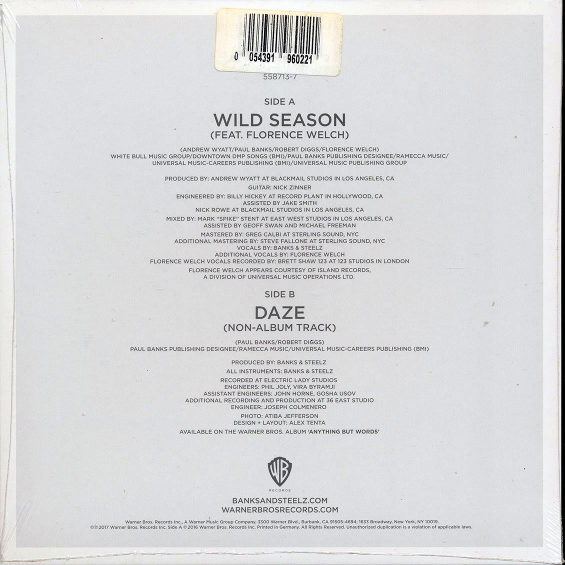 Banks & Steelz, Florence Welch - Wild Season  /  Banks & Steelz - Daze (RSD 2017)