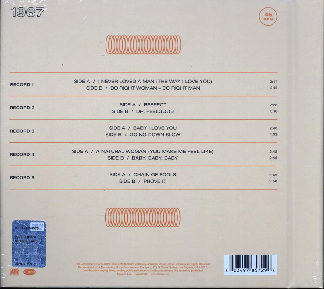Aretha Franklin - The Atlantic Singles 1967 (5 X 7" Box Set) (casebound set) (RSD 2019) (box set)
