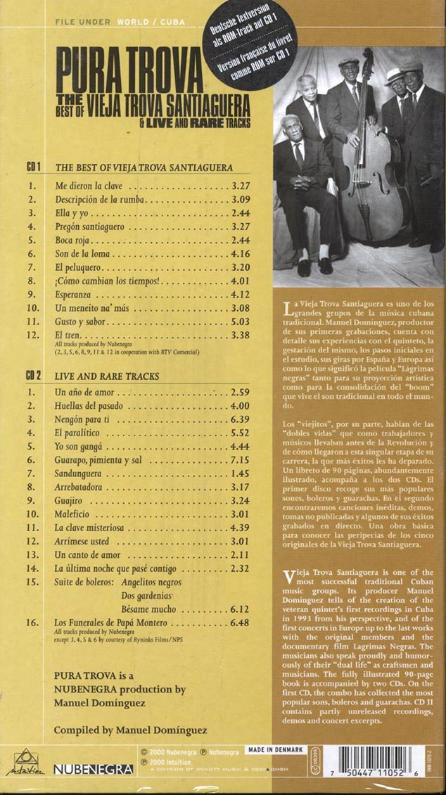 Vieja Trova Santiaguera - Pure Trova: The Best Of Vieja Trova Santiaguera + Live And Rare Tracks (tall casebound set) (2xCD) (incl. large booklet)