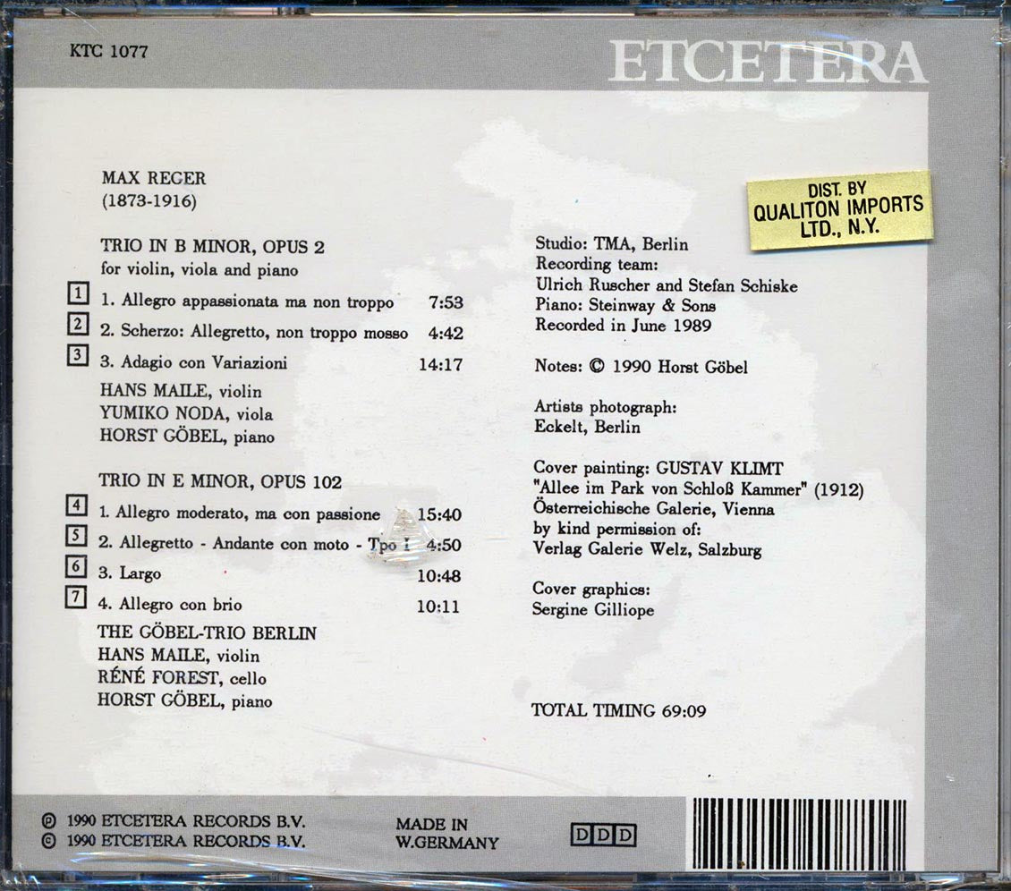 Max Reger, Gobel-Trio Berlin - The Piano Trios