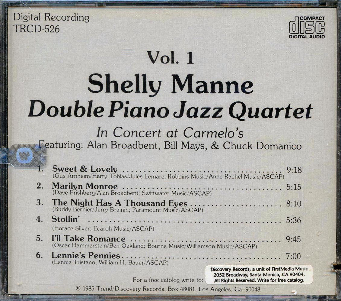 Shelly Manne - Souble Piano Jazz Quartet N Concert At Carmelo's (marked/ltd stock)