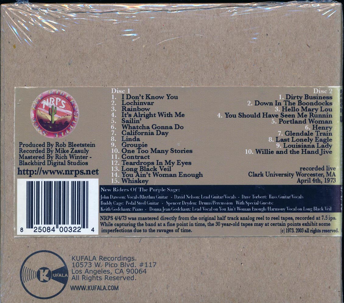 New Riders Of The Purple Sage - Worcester, MA 4/4/73 (2xCD)