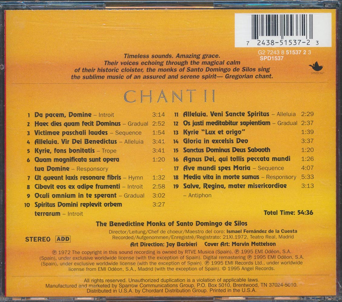 The Benedictine Monks Of Santo Domingo De Silos - Chant II