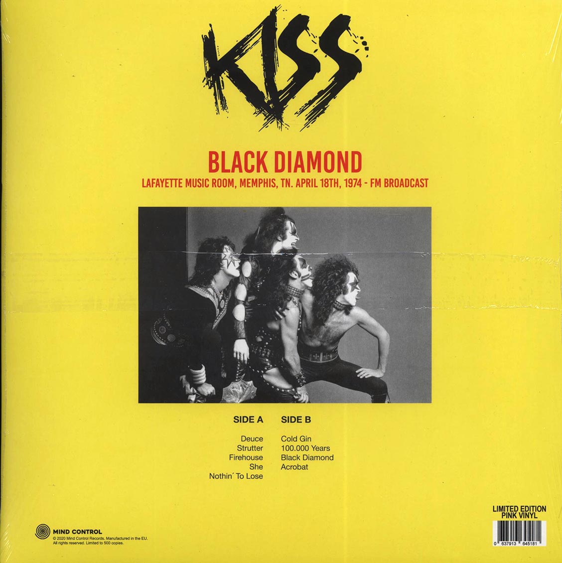 Kiss - Black Diamond: Lafayette Music Room, Memphis, TN, April 18th, 1974 FM Broadcast (ltd. 500 copies made) (pink vinyl)