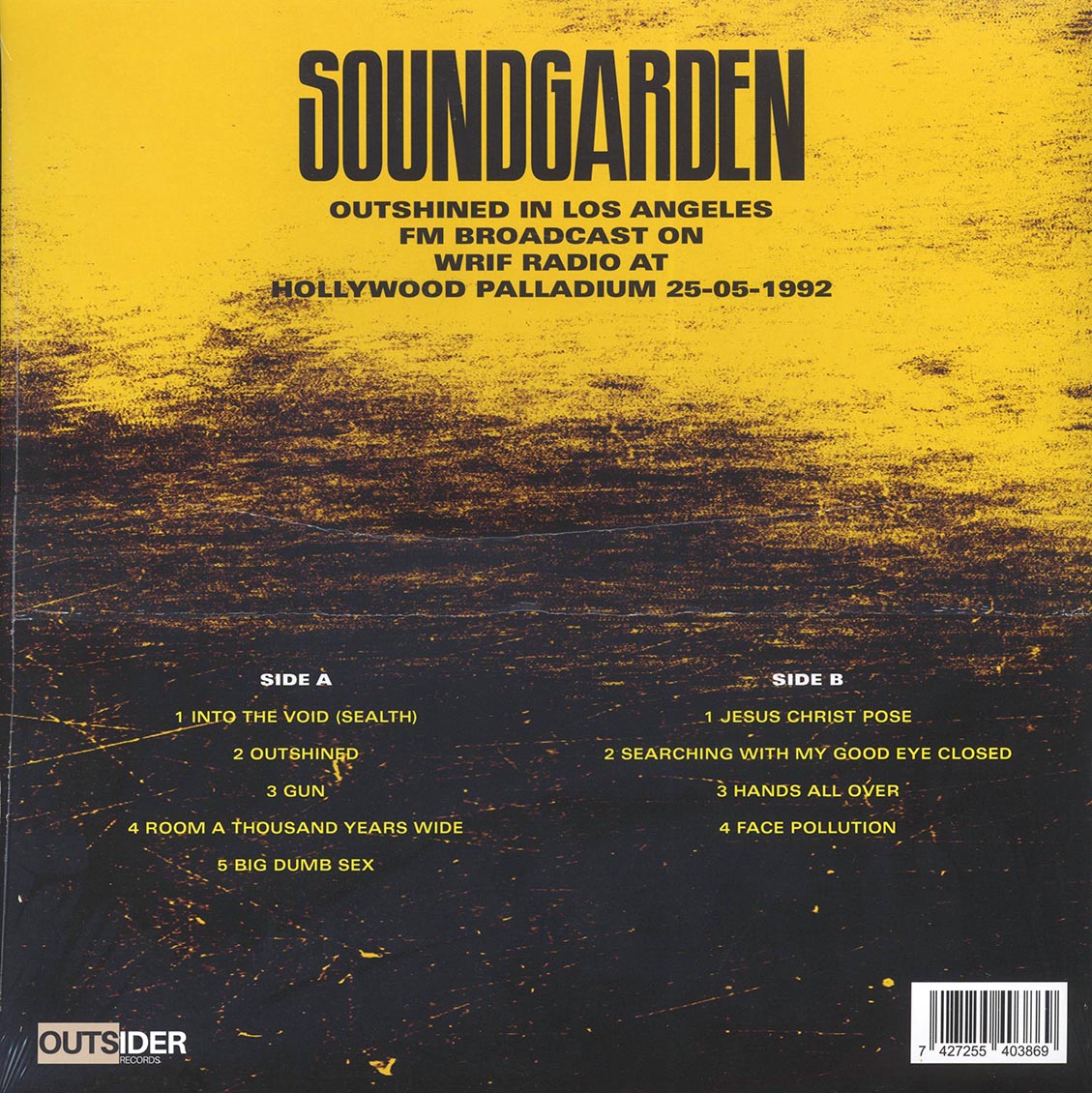Soundgarden - Outshined In Los Angeles: Hollywood Palladium 25-05-1992 (ltd. ed.) (yellow vinyl)