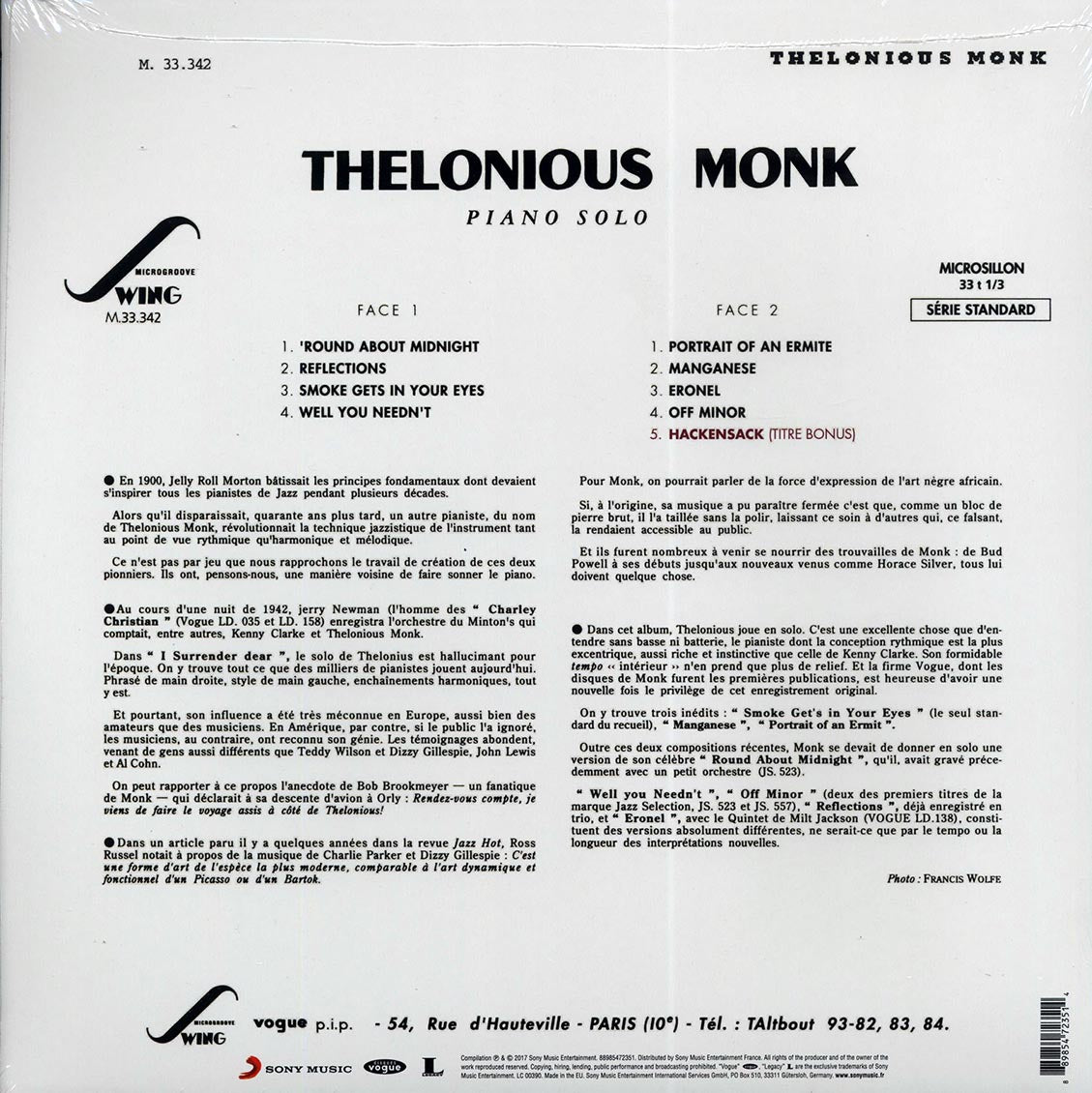 Thelonious Monk - Piano Solo (+ 2 bonus tracks) (remastered)