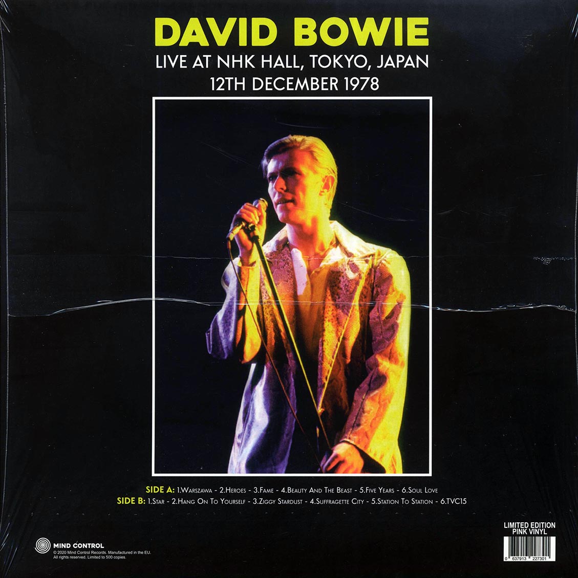 David Bowie - Live At NHK Hall, Tokyo, Japan, 12th December 1978 (ltd. 500 copies made) (pink vinyl)