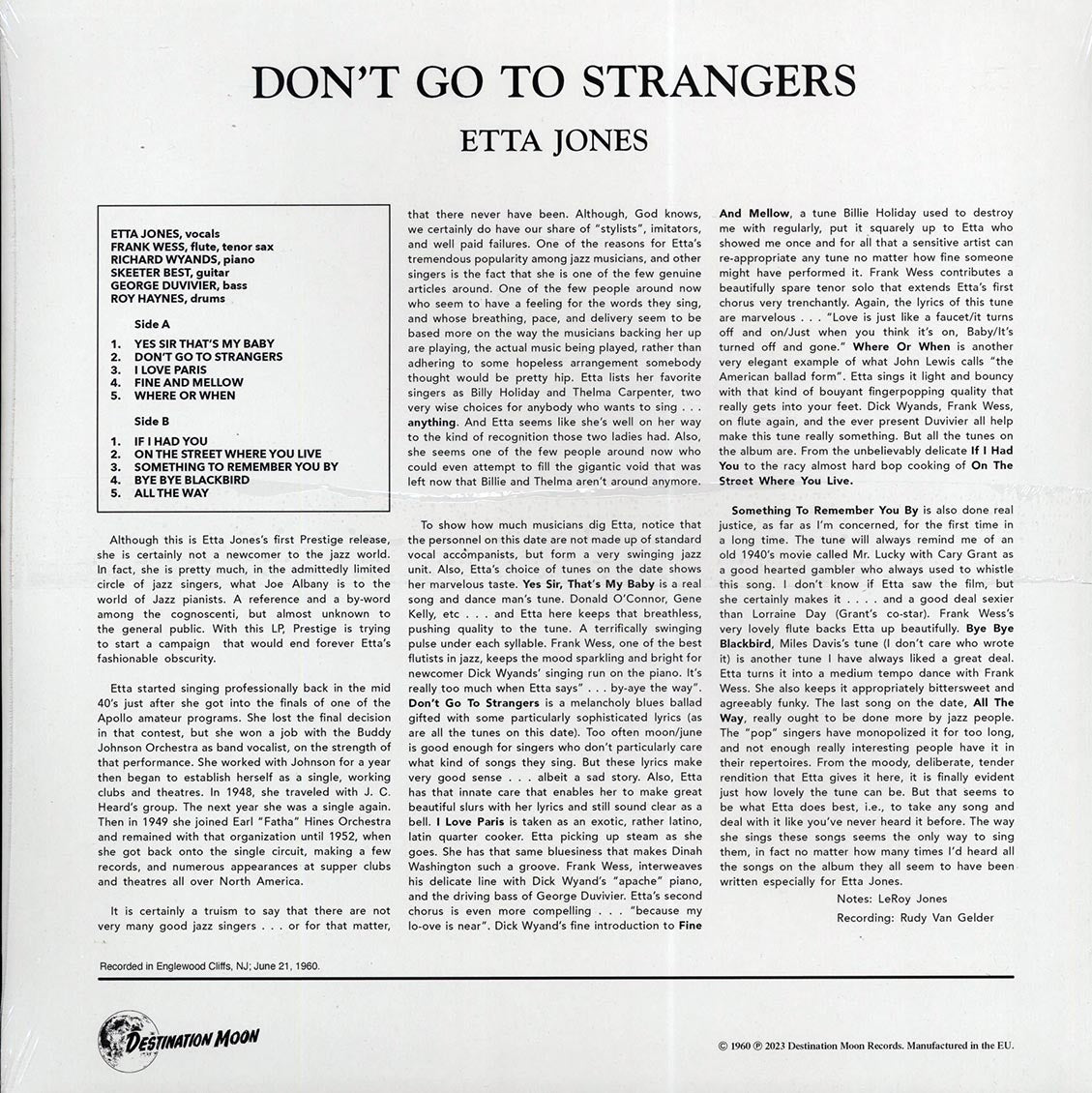 Etta Jones - Don't Go To Strangers (ltd. 500 copies made) (clear vinyl)