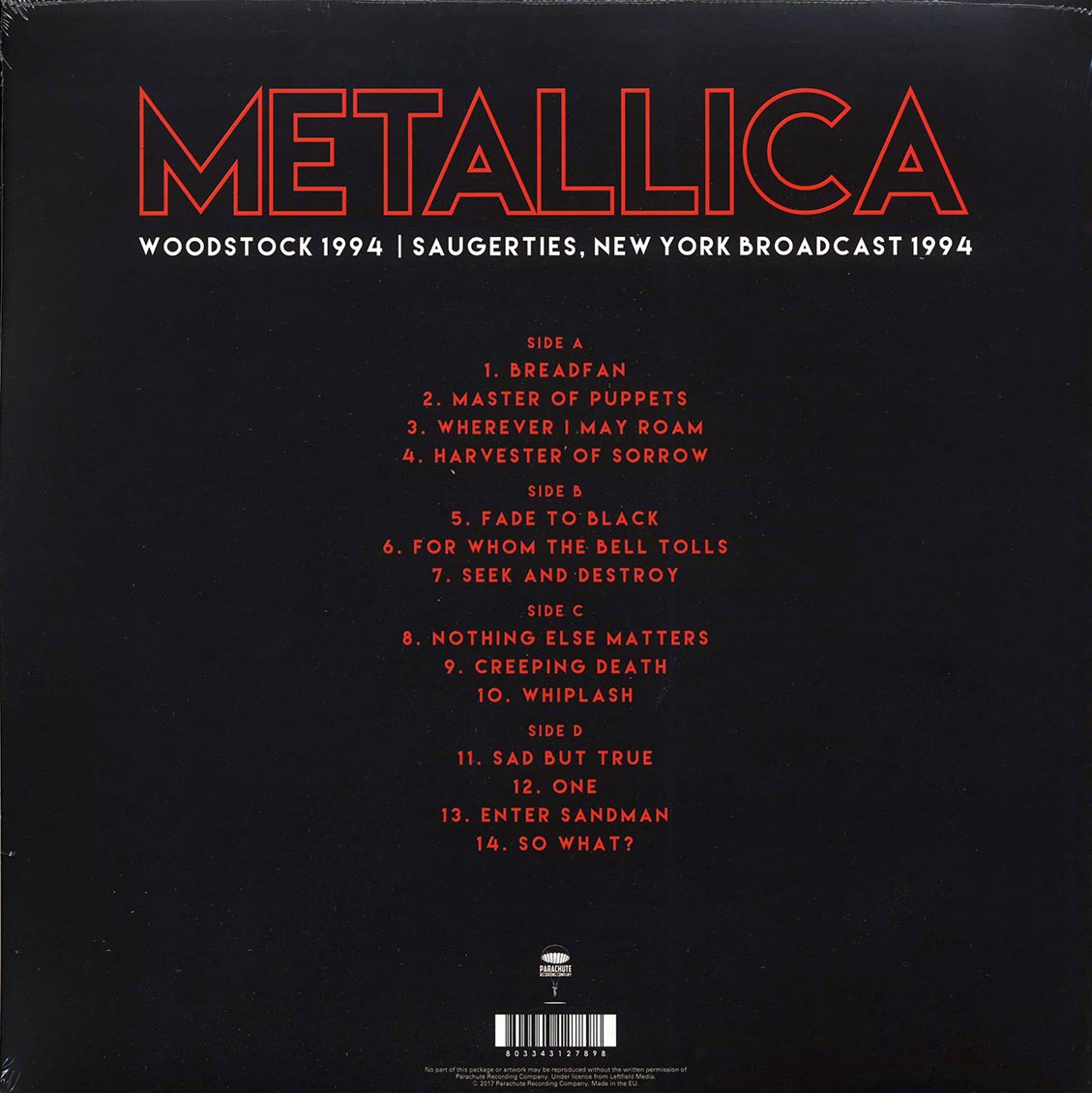 Metallica - Woodstock 1994: Saugerties, New York Broadcast (2xLP)