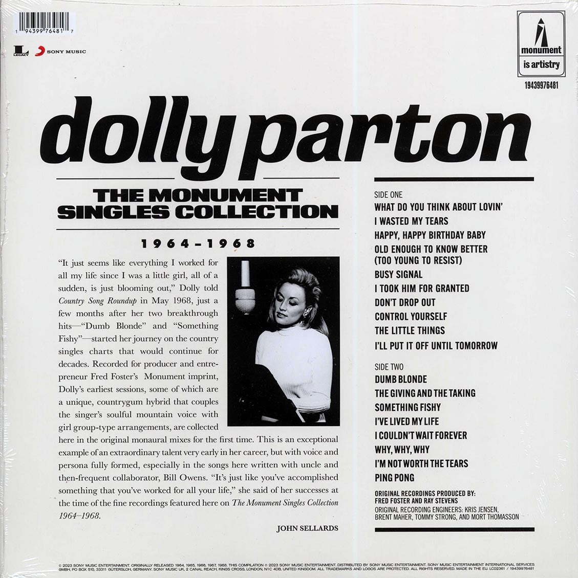 Dolly Parton - The Monument Singles Collection 1964-1968 (mono) (RSD 2023)