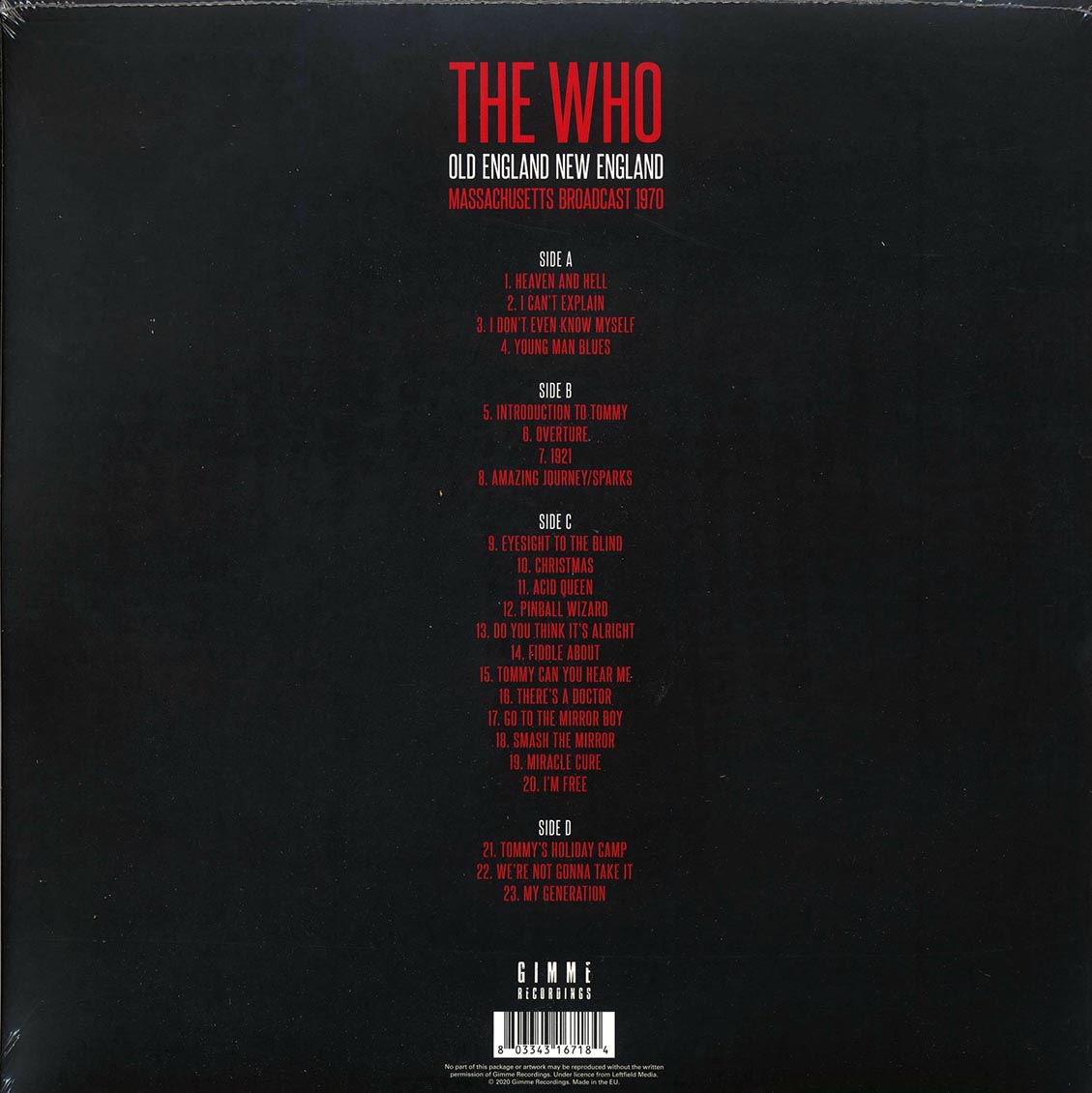 The Who - Old England New England: Massachusettes Broadcast 1970 (2xLP)
