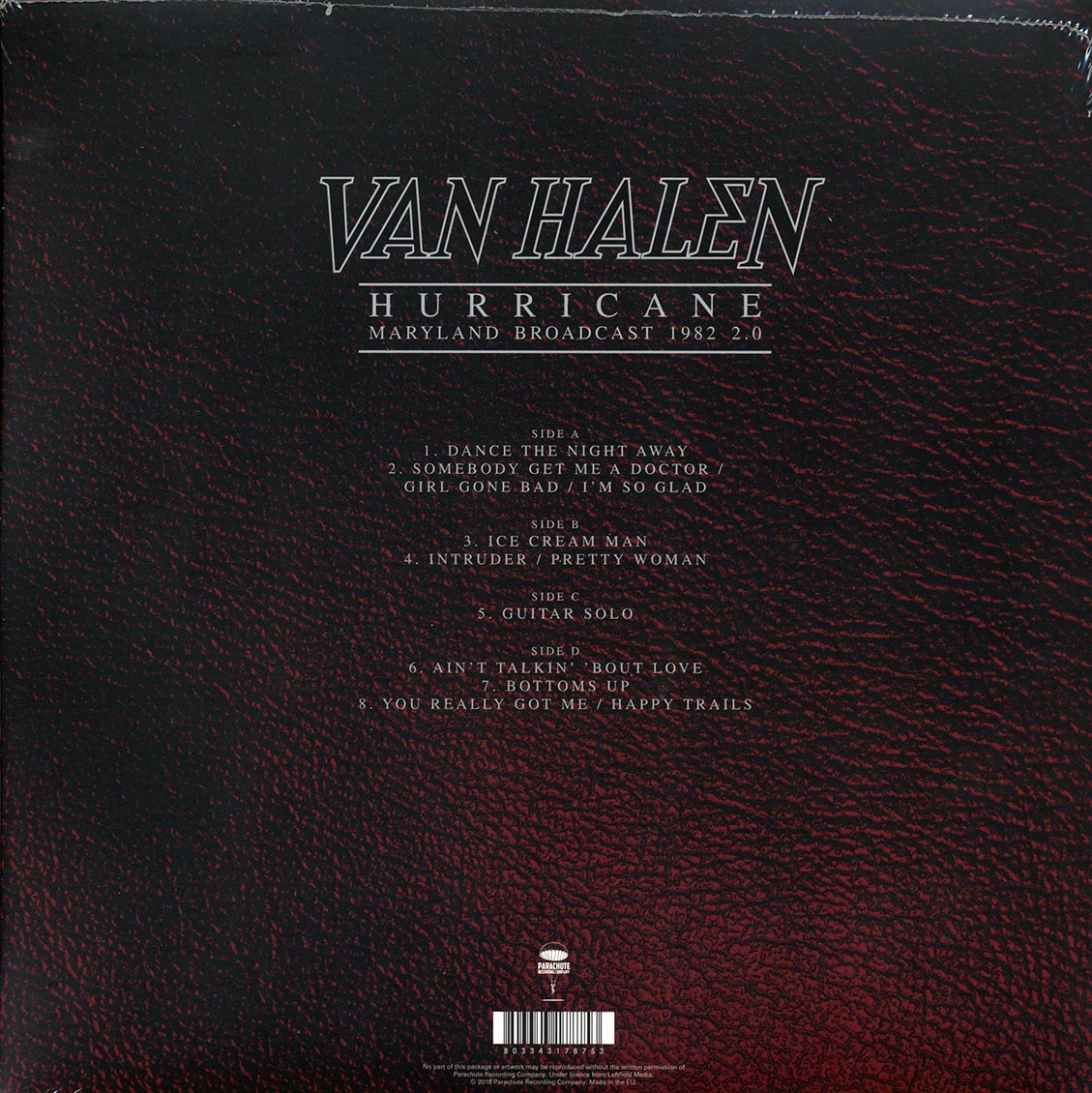 Van Halen - Hurricane: Maryland Broadcast 1982 2.0, Capital Center, Landover, MD October 1982 (ltd. ed.) (2xLP) (clear vinyl)
