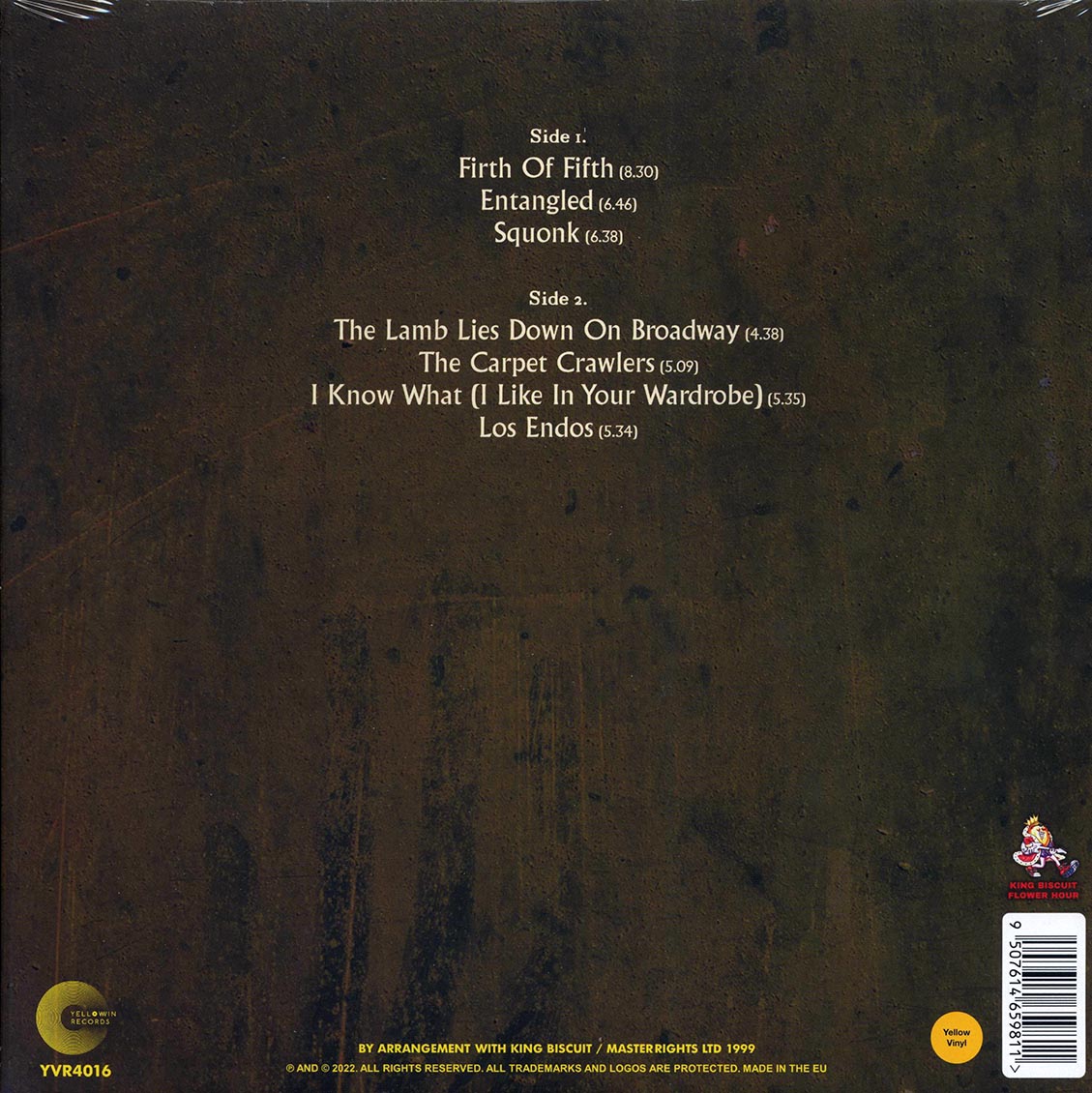 Genesis - For Rhyme And Reason: King Biscuit Flower Hour Live Hammersmith Odeon, London 10th June 1976 (yellow vinyl)