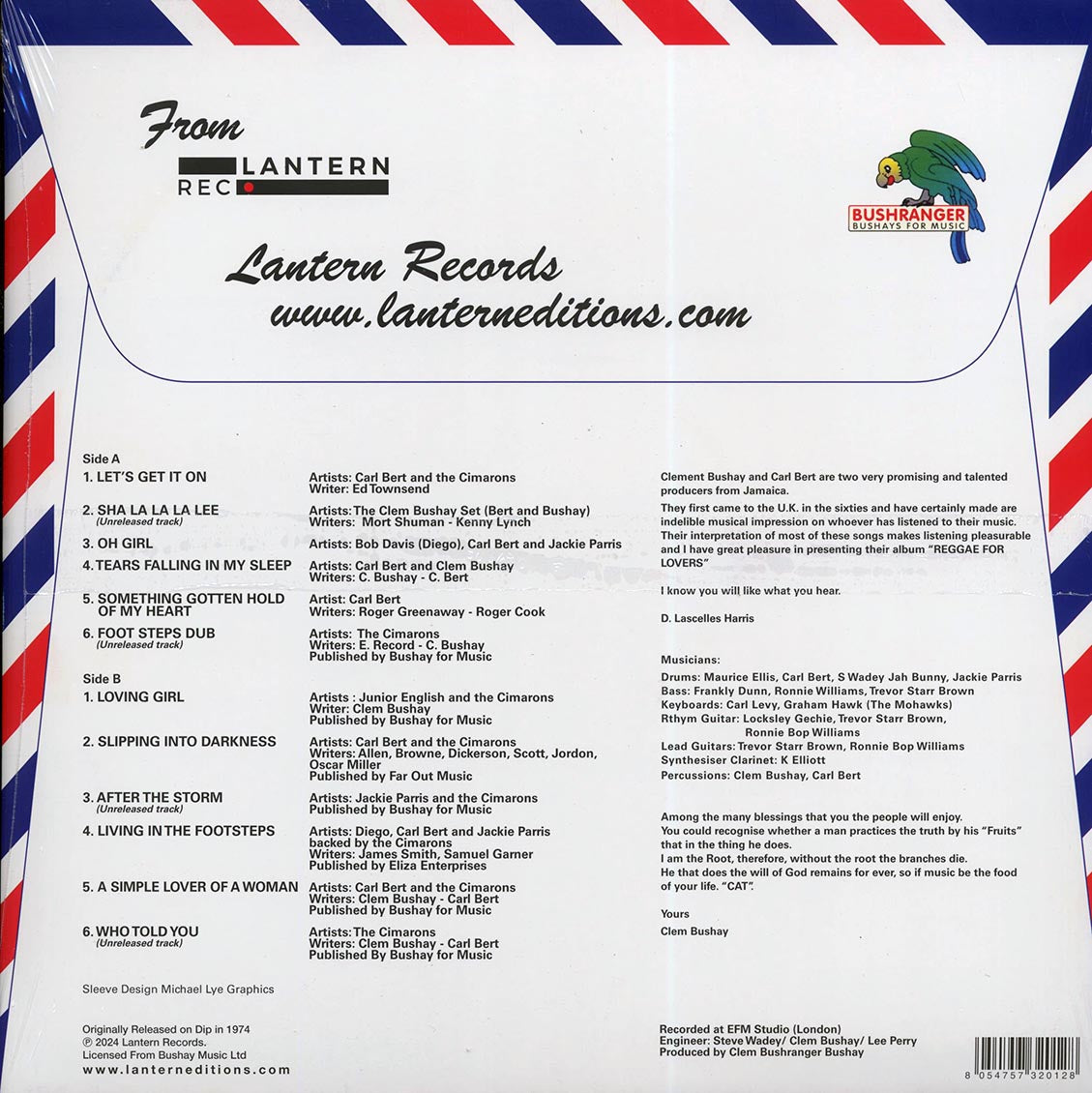 Clem Bushay, Carl Bert - Reggae For Lovers (RSD 2024) (ltd. ed.)
