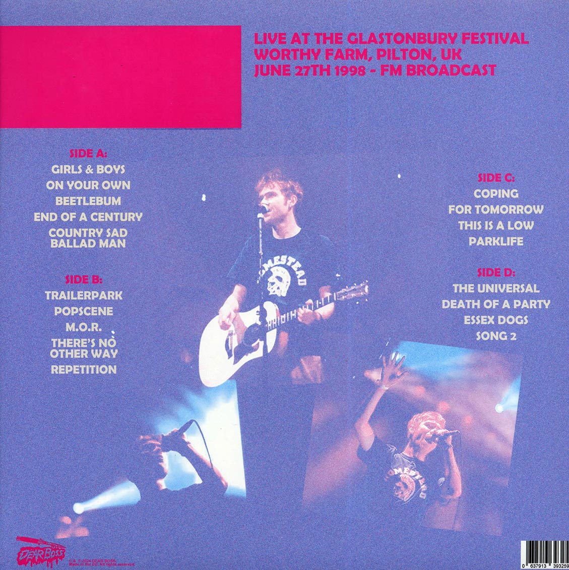 Blur - Caught Up In The Century's Anxiety: Live At The Glastonbury Festival, June 27th 1998 (ltd. 300 copies made) (2xLP) (blue vinyl)