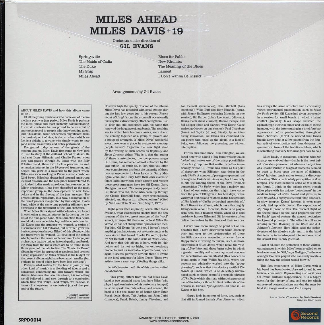 Miles Davis + 19, Gil Evans - Miles Ahead (180g)