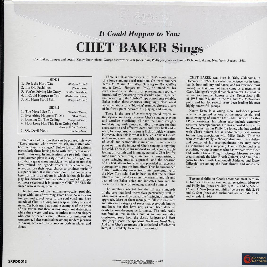 Chet Baker - It Could Happen To You (180g) (purple vinyl)