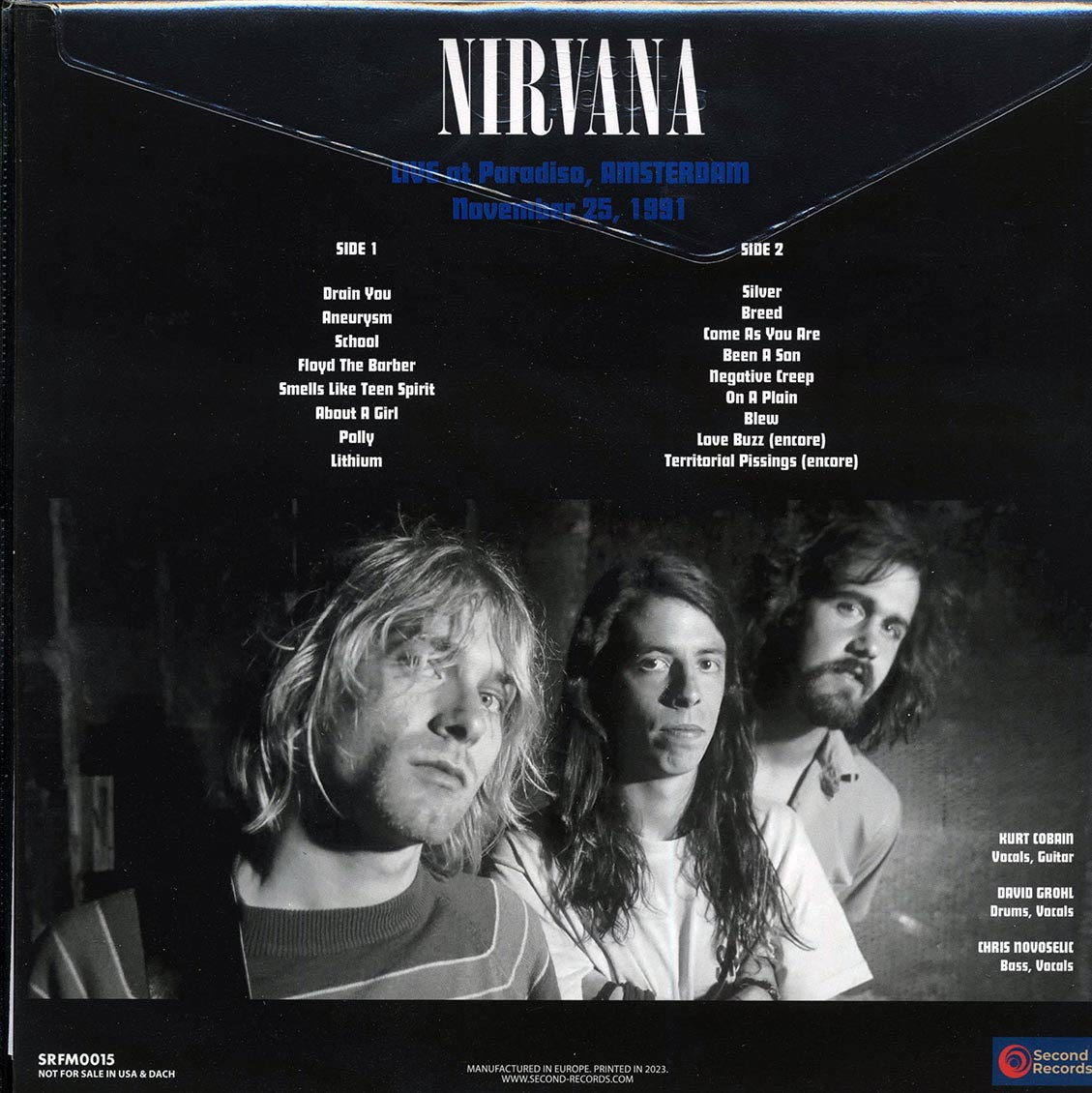 Nirvana - Live At Paradisio, Amsterdam, November 25, 1991 (180g) (turquoise vinyl)