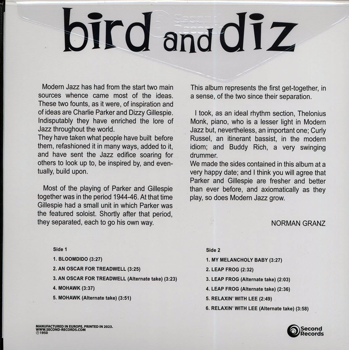 Charlie Parker, Dizzy Gillespie - Bird & Diz (180g) (orange vinyl)